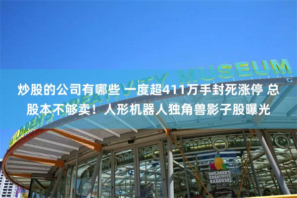 炒股的公司有哪些 一度超411万手封死涨停 总股本不够卖！人形机器人独角兽影子股曝光