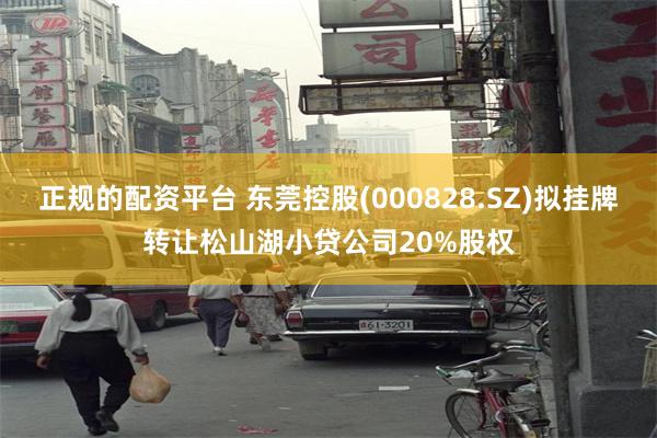 正规的配资平台 东莞控股(000828.SZ)拟挂牌转让松山湖小贷公司20%股权