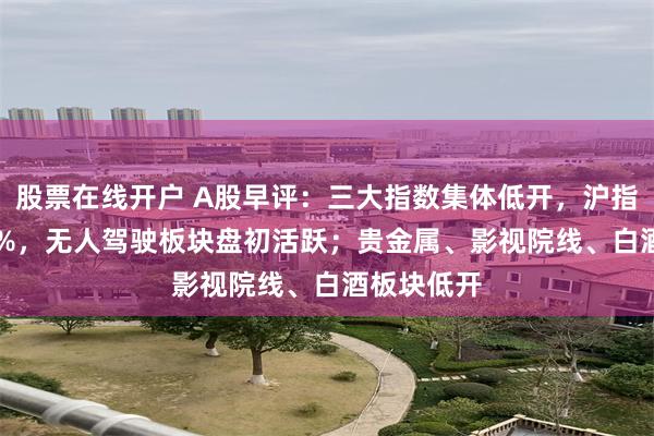 股票在线开户 A股早评：三大指数集体低开，沪指低开0.17%，无人驾驶板块盘初活跃；贵金属、影视院线、白酒板块低开